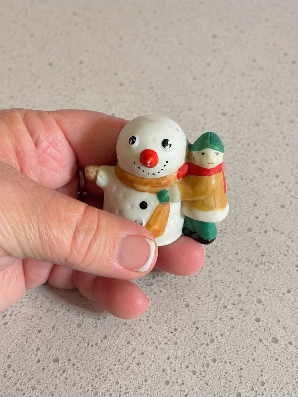 Set of 2 Lemax Mini Christmas Figurines Snowman & Sledding Children Holiday Deco
